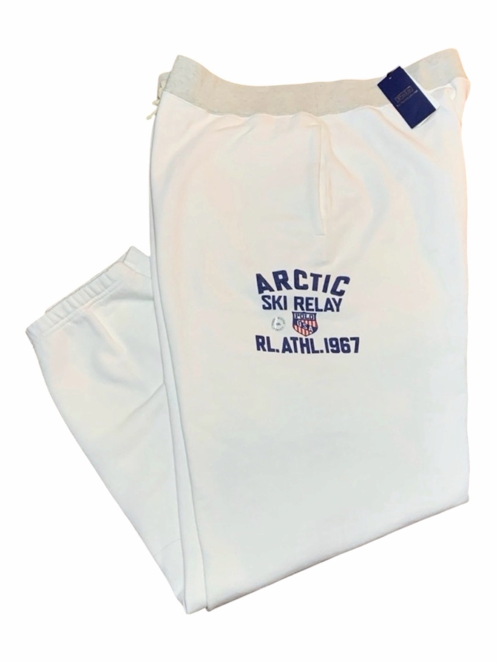 Polo Ralph Lauren Joggers Ski Relay Graphic  Sweatpants Cream Men’s Sz XXL NWT
